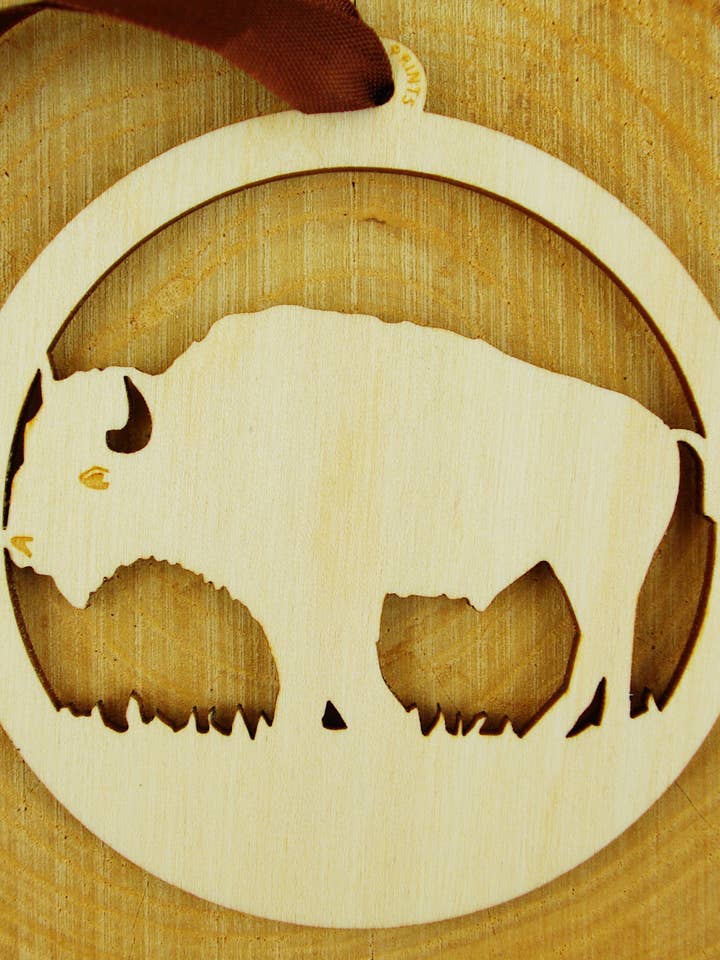 Bison Wood Ornament for wholesale by Kimball Prints