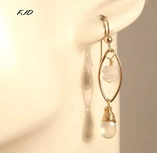 Felicity Jewelry Designs - Vente Boucles d'oreilles pendantes - Gemma - Boucles d'oreilles en or et pierres précieuses1