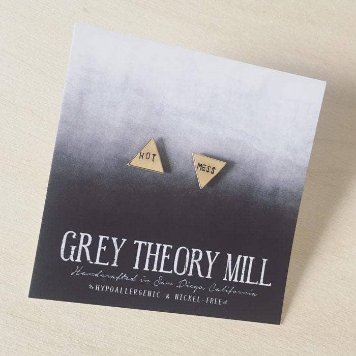 Grey Theory Mill - Wholesale Stud/Post Earrings - Hot Mess, Triangle Earrings, minimalist gifts0