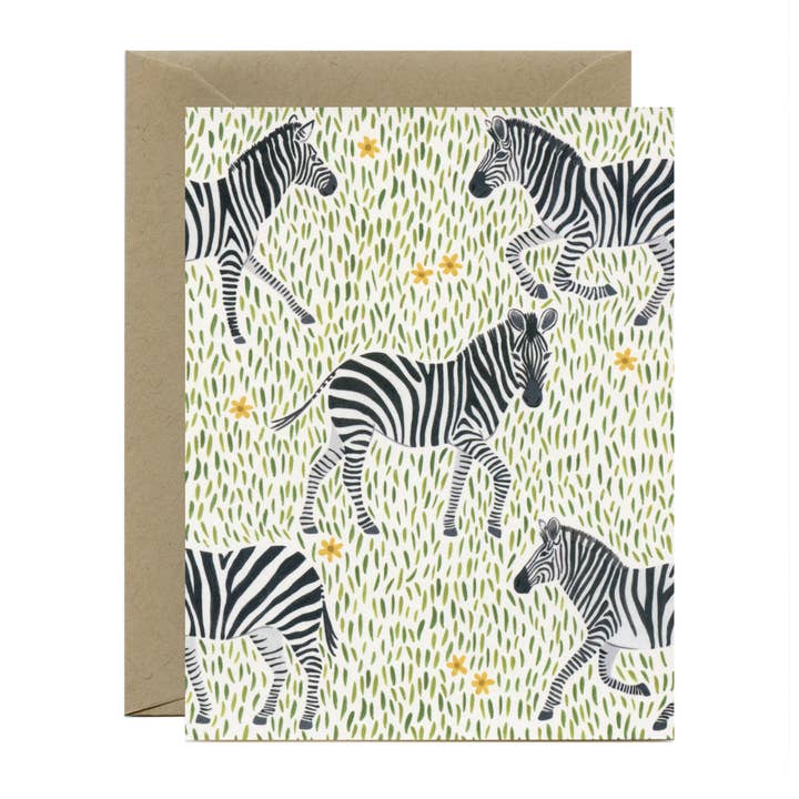 Zebras Any Occasion Card - Boxed Set of 8 for wholesale by Yeppie Paper