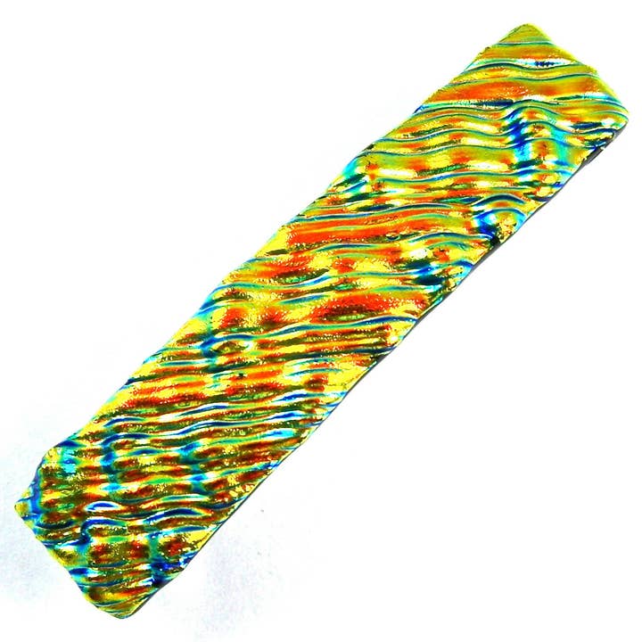 Glass Town USA - Wholesale Barrette - Women's - Barrettes Dichroic Glass Ripple Wavy Texture Large 0r Medium