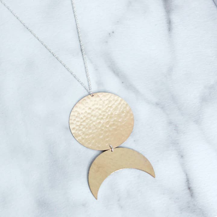 M.Liz Jewelry - Wholesale Pendant/Charm Necklace - Long Disc and Crescent0