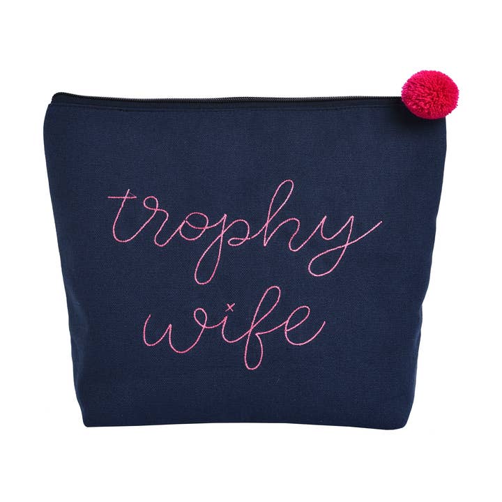 SALE Large Cotton Navy Trophy Wife Cosmetic Bag for wholesale by Totalee Gift