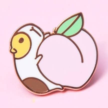 Guinea Pig And Peach Enamel Pin for wholesale by Noristudio