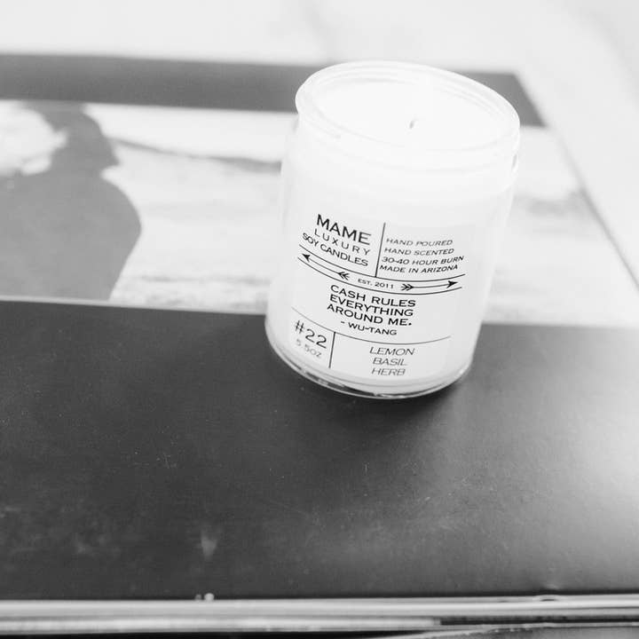 #22 - Lemon, Basil, Herb Candle for wholesale by MAME Soy Candles
