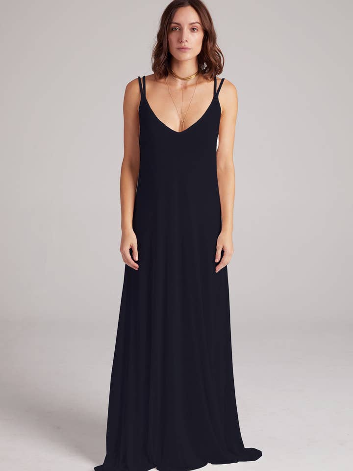 Strapz Maxi Dress Sheer Jersey - Black for wholesale by A.Lynn