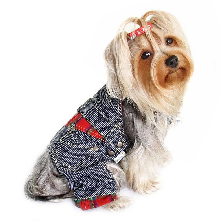 Adorable Stripy Denim Overall for wholesale by Klippo Pet