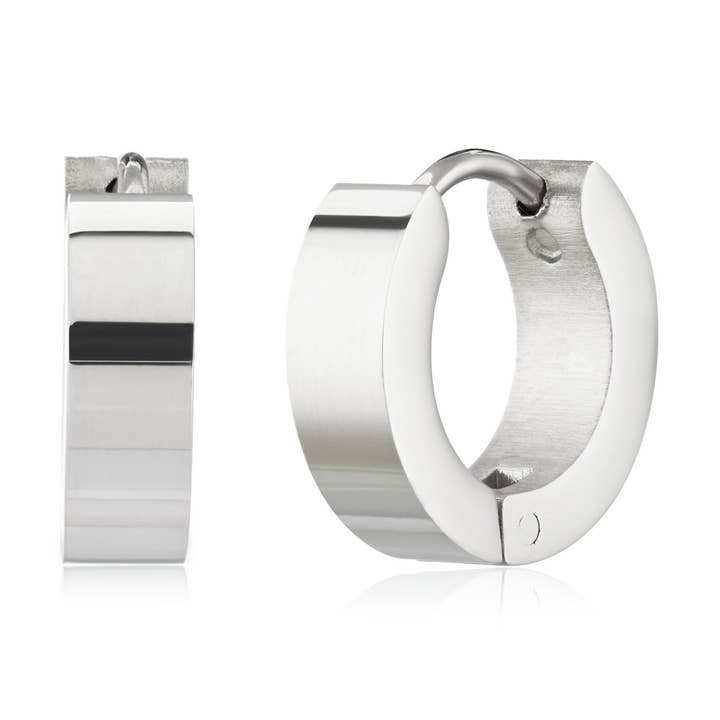 Elya Women's Polished Hoop Stainless Steel Earrings for wholesale by West Coast Jewelry