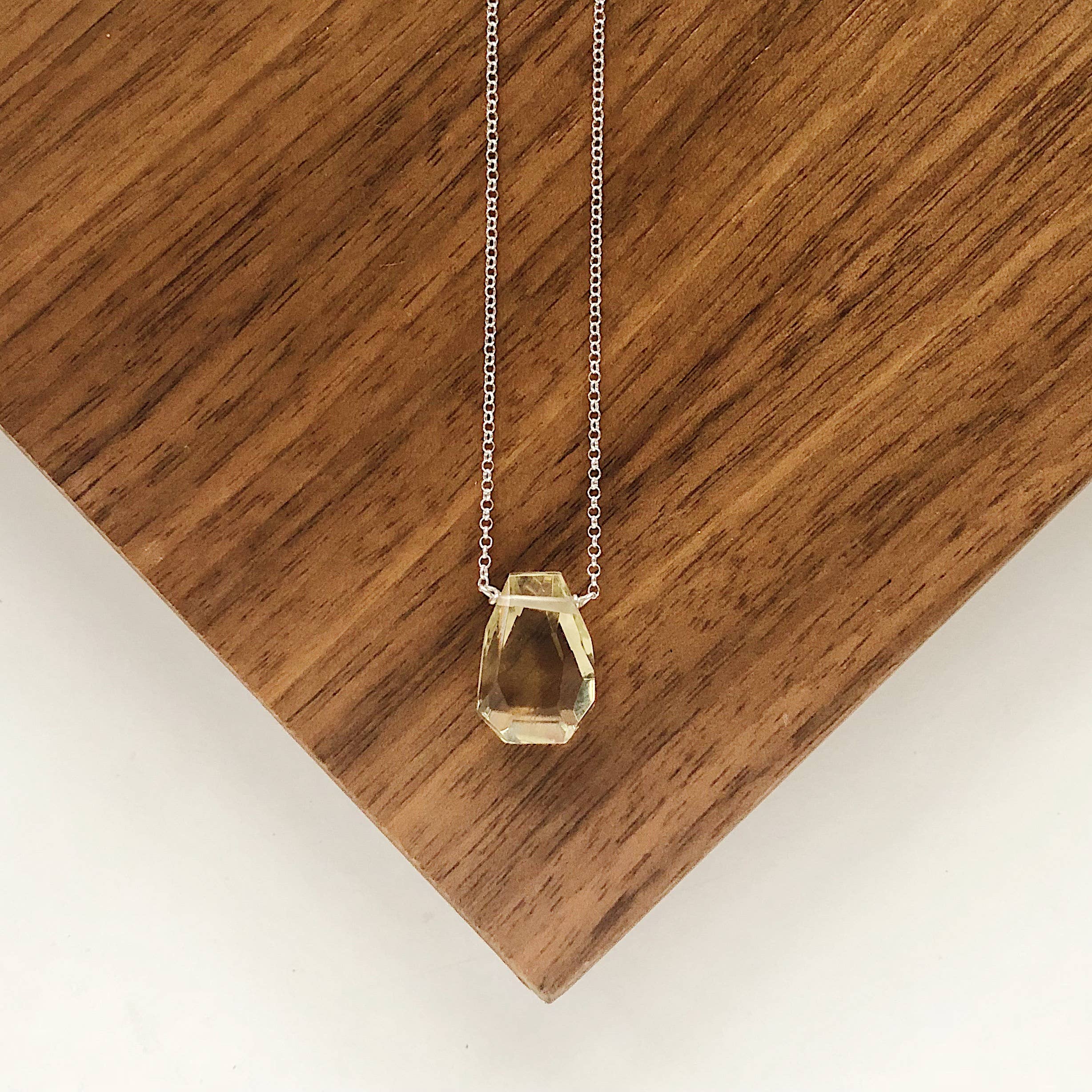 Third & Co. Studio - Wholesale Pendant/Charm Necklace - Hand-cut Faceted Lemon Topaz Teardrop Necklace8