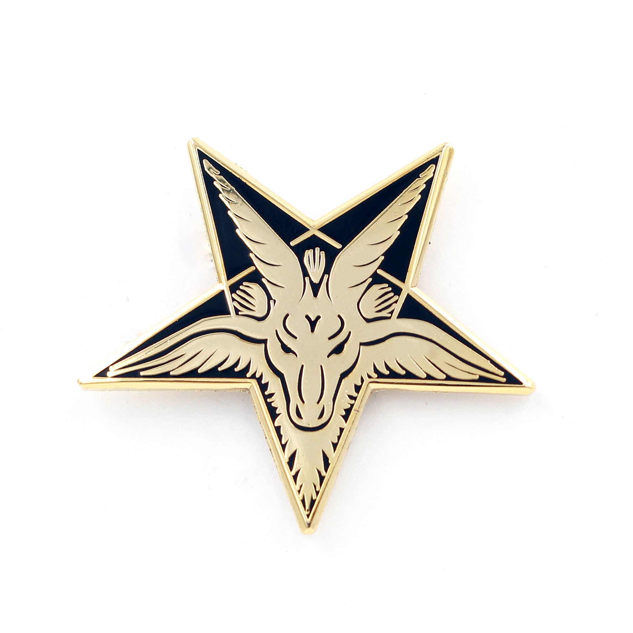 Real Sic - Wholesale Lapel Pin/Button - Baphomet Head – Sabbatic Goat Pentagram Occult Enamel Pin