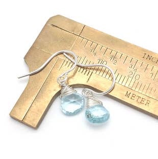 Arete de Topacio Azul y Plata de Ley #SSEGem01  para venta al por mayor de Soasa Designs