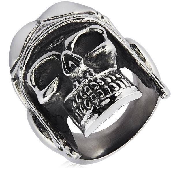 West Coast Jewelry - Wholesale Signet Ring - Men's Antiqued Finish Aviator Skull Ring2
