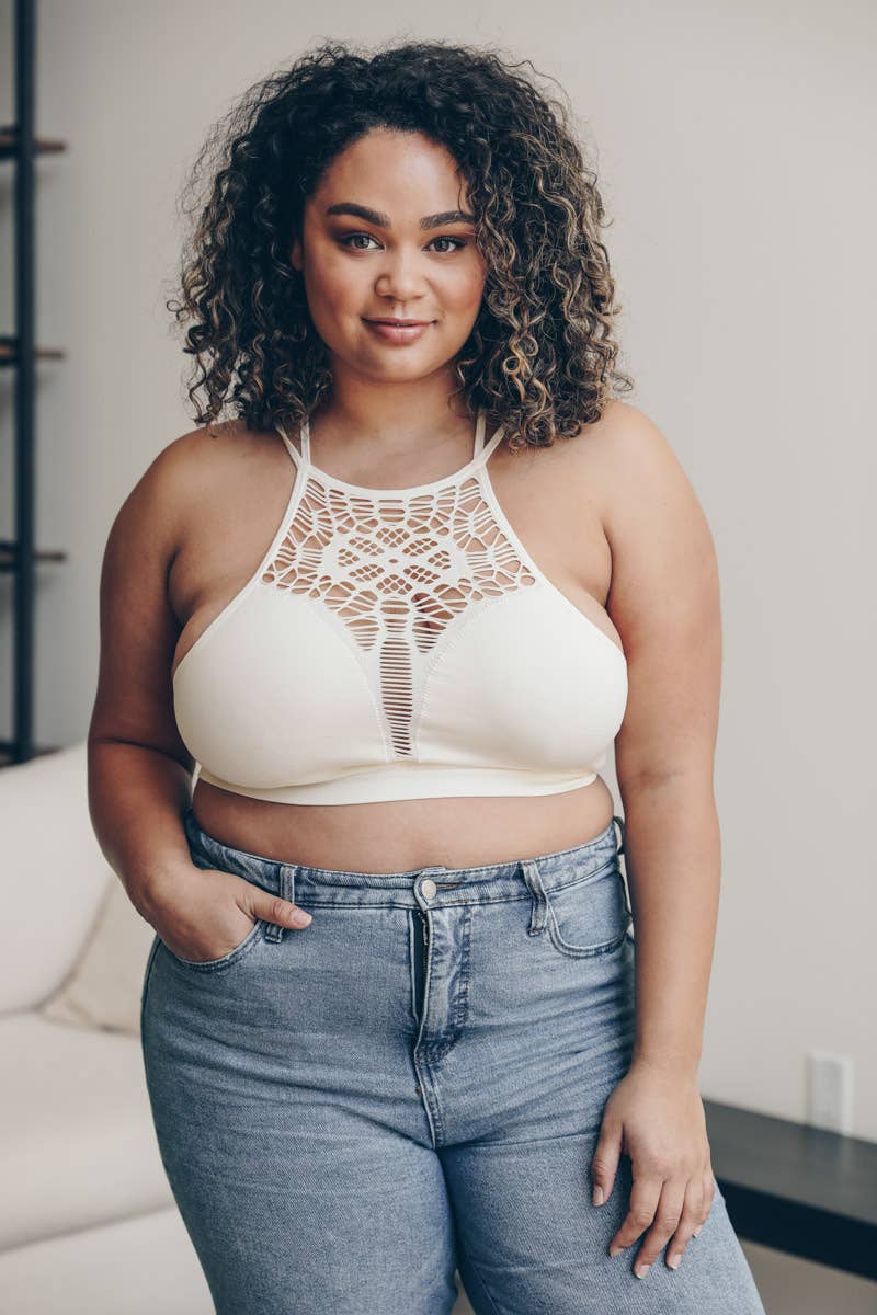 Leto Accessories – Top de malha - Mulher por atacado – Top de corte sem costura com recorte floral Plus6