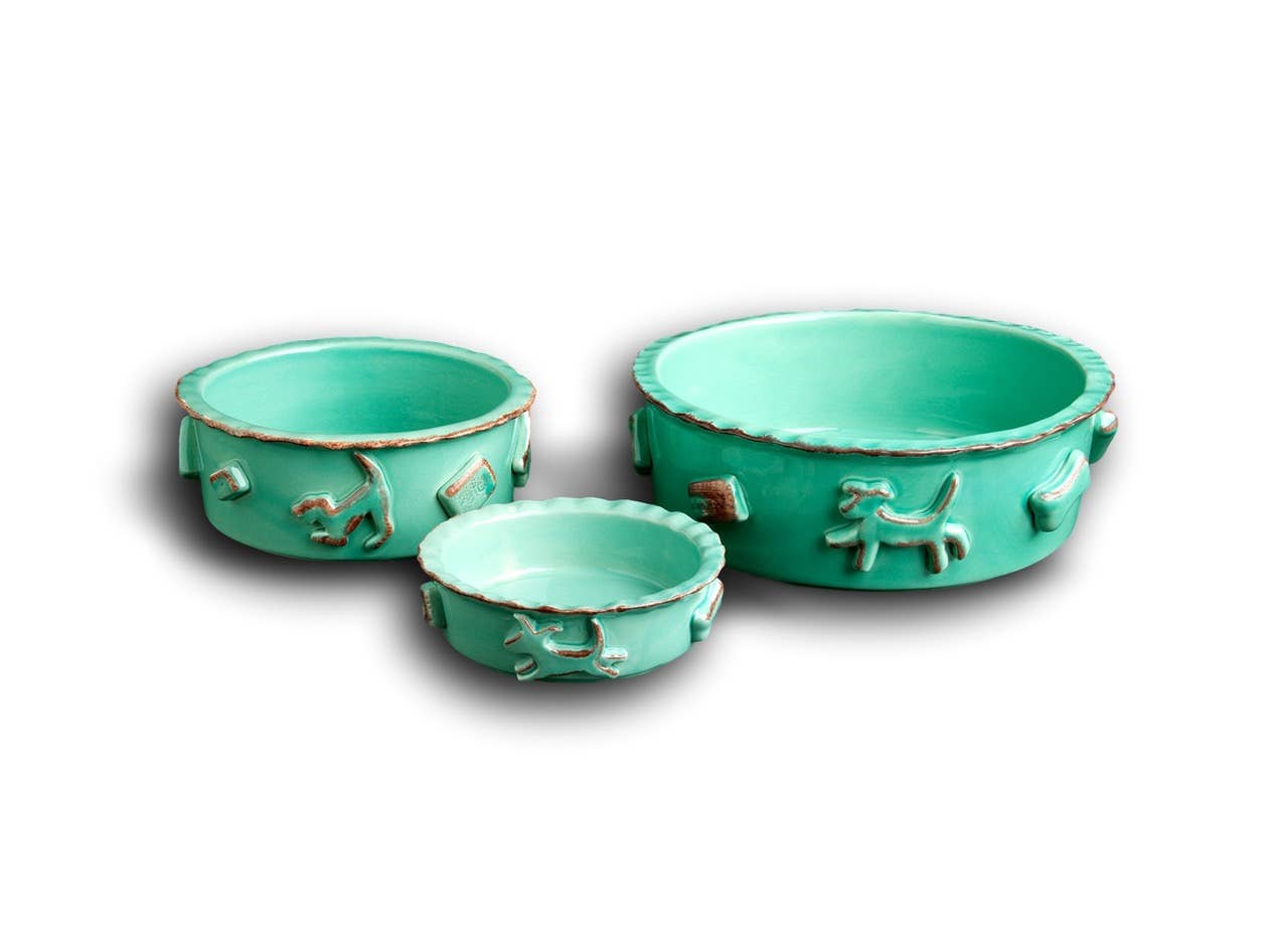 Carmel Ceramica - Vente Gamelle – chat et chien - Nourriture et bol d'eau pour chien - Petit Aqua/Vert1