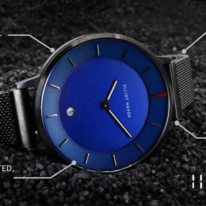 Elliot Havok - Vendita all'ingrosso Orologio da polso - Uomo - Maglia minimalista blu mare profondo - 38 mm1