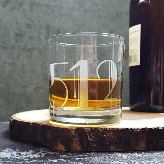 Monster Dance Designs - Wholesale Cocktail/Liquor Glass - Personalized Area Zip Code Etched Whiskey Glass, Art Deco