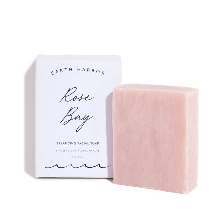 Earth Harbor Naturals - Wholesale Facial Cleanser - ROSE BAY Facial Soap Cleanser: Pink Sea Clay + Coconut Oil