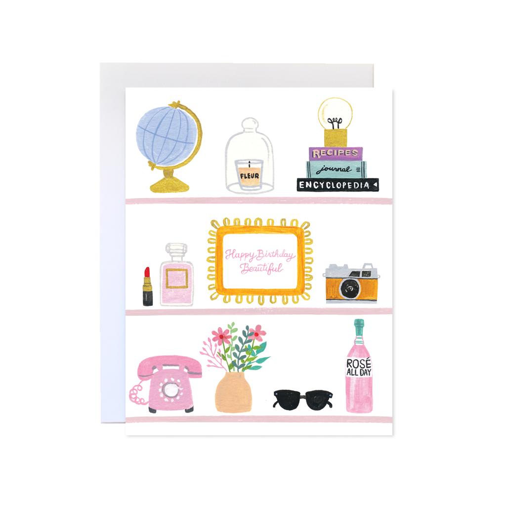 Forage Paper Co. - Vente Cartes d'anniversaire - Beauty Shelfie Card, carte d'anniversaire pour meilleur ami1