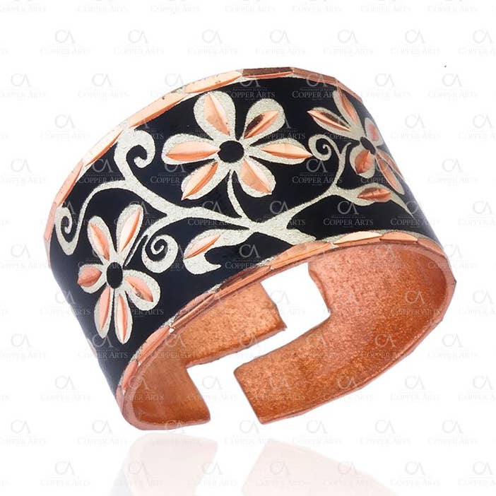 RN 09 Black Flower Jewelry Rings for wholesale by COPPER ARTS INC.