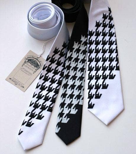 Cyberoptix Tie Lab - Wholesale Necktie - Men's - Catstooth Necktie, Houndstooth Style Print2