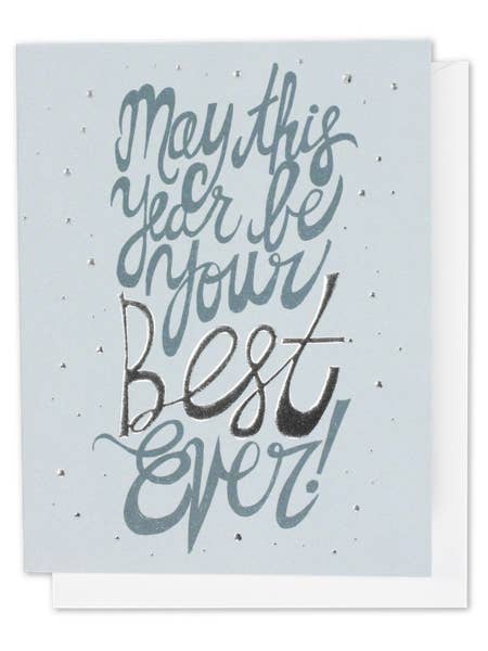 Best Year Ever Silver Foil + Embossed Card for wholesale by Thimblepress