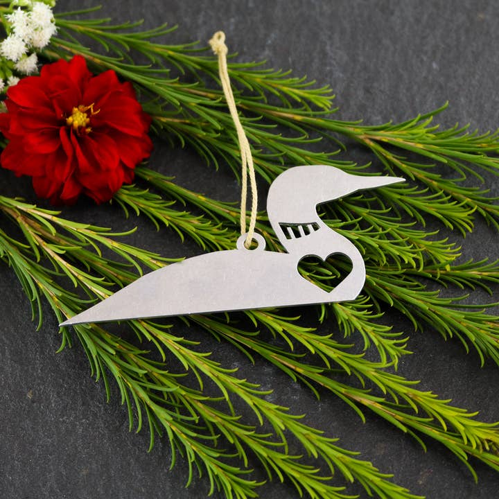 Loon Bird Metal Holiday Gift Christmas Ornaments for wholesale by Iron Maid Art