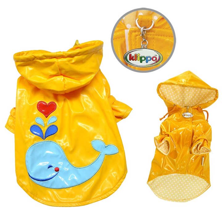 Klippo Pet - Wholesale Pet Raincoat - Dog - Splashing Whale Raincoat With Cotton Lining1