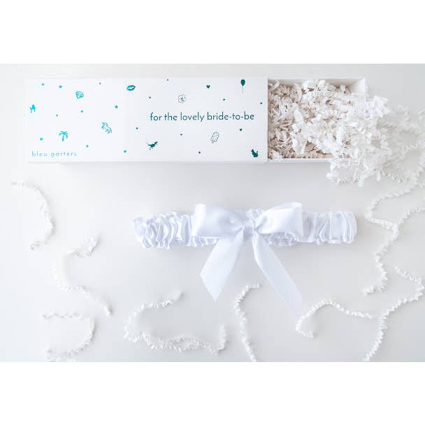Bleu Garters - Wholesale Garter Belt - Women's - White Satin Bow Garter
