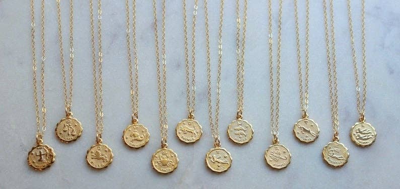 Laalee Jewelry - Wholesale Pendant/Charm Necklace - Gold Zodiac Necklace, Coin Zodiac, Zodiac Jewelry Gift2