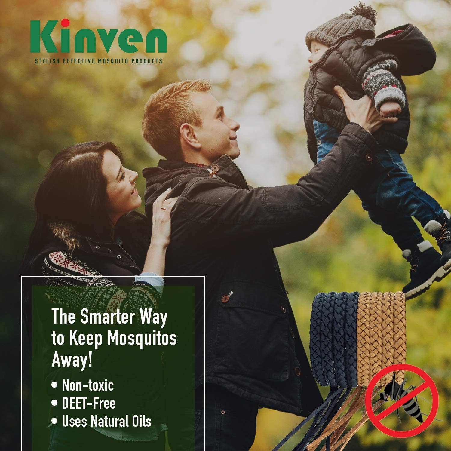 Kinven Bearant - Wholesale Insect Repellent - 30 packs/Display Box - Mosquito Repellent Leather Bracelet5
