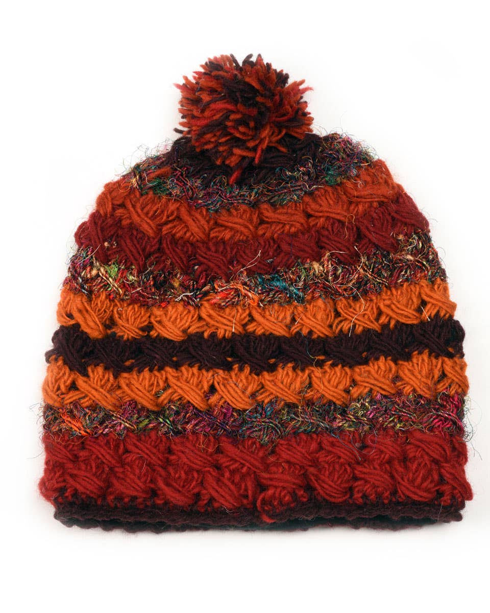Zig Zag Asian Collection - Wholesale Beanie - Women's - Crochet Beanie Hat with Silk5