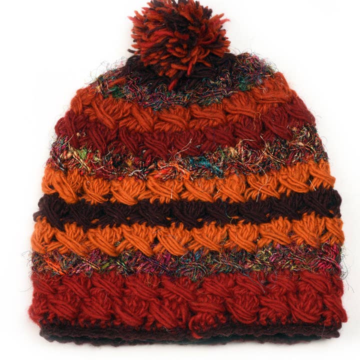 Zig Zag Asian Collection - Wholesale Beanie - Women's - Crochet Beanie Hat with Silk5