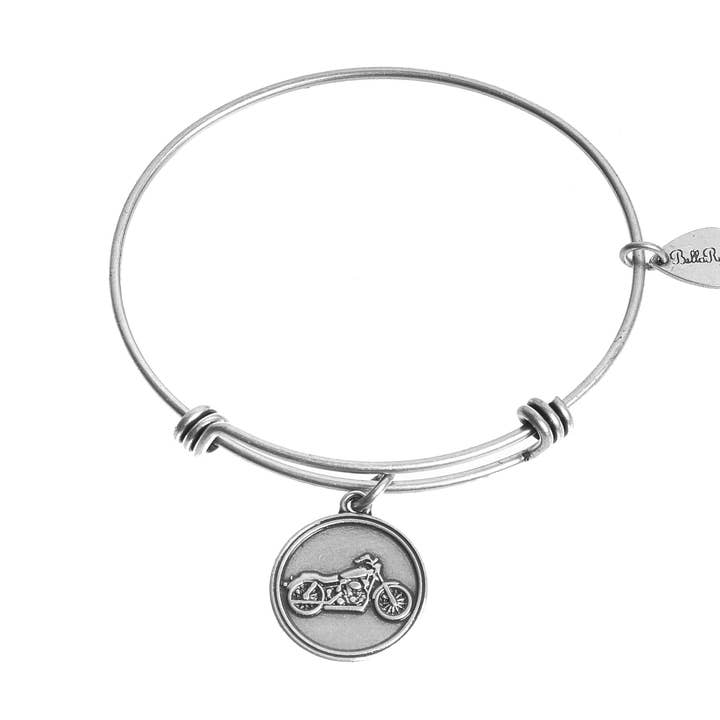 Motorcycle Expandable Bangle Charm Bracelet in Silver for wholesale by BellaRyann