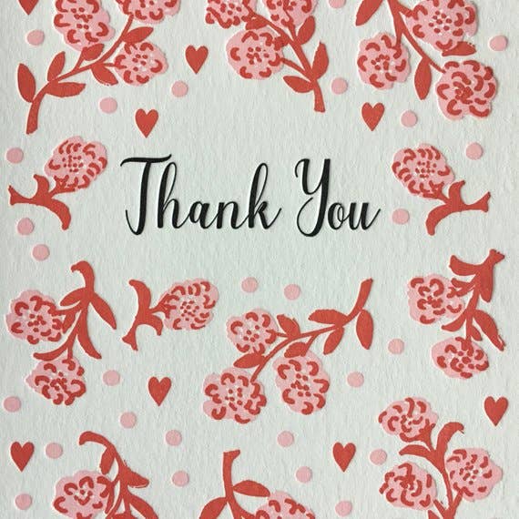 Lucky Bee Press - Wholesale Thank You Card - Thank You Roses Card - letterpress card1