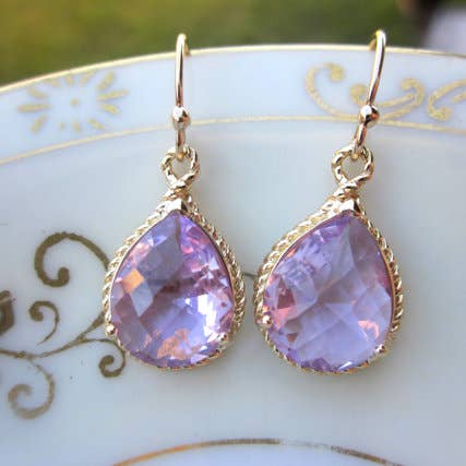 Boucles d'oreilles lavande or violet pour la vente par Laalee Jewelry