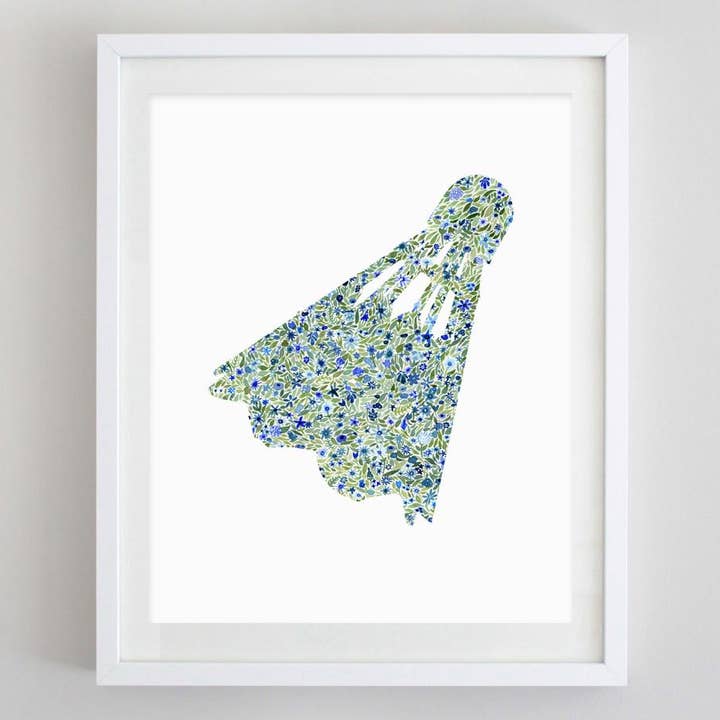 Shuttlecock Floral Watercolor Print for wholesale by Carly Rae Studio