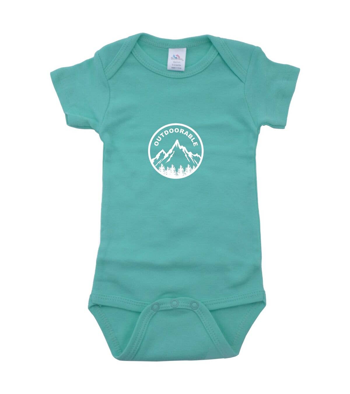 Outdoorable Apparel - Wholesale Bodysuit (Non-Footed) - Baby - Mint with White Outdoorable Onesie