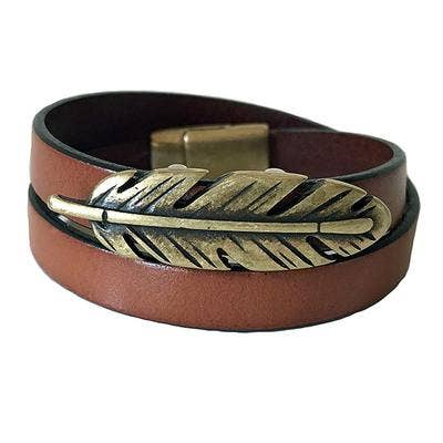 Tan - Veren messing leren armband voor wholesale door LIVE AHA