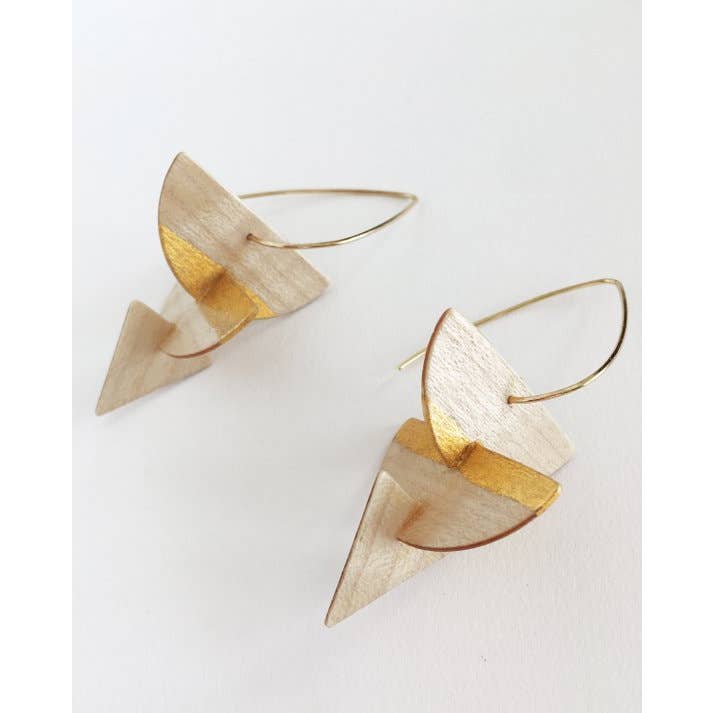 Totem Sycamore træ og 24k guld stablet figurer ørering for engroshandel hos Kohli Kraft