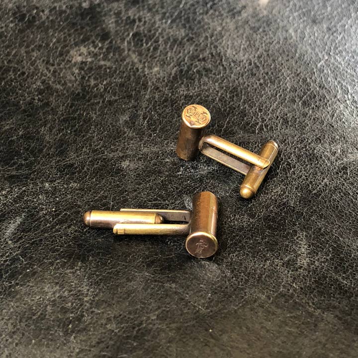 ASTALI - Wholesale Cufflinks - Bullet Cuff Links, Antique Brass .22 Caliber Bullet Casings2