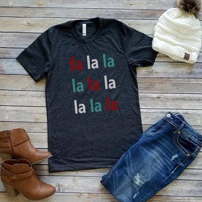FA LA LA TEE | NAVIDAD | TALLAS XS-2XL para venta al por mayor de Loopty Loo Designs