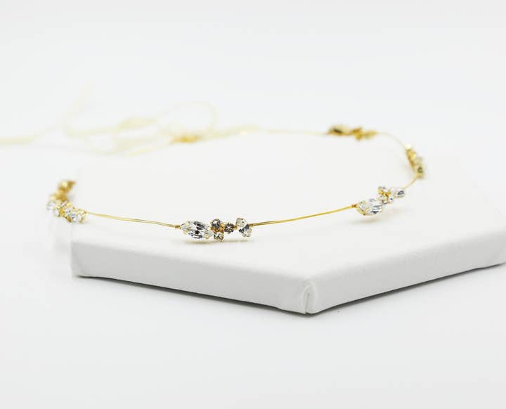 Tiny Art Deco Swarovski Cluster Crown, Headband, Headpiece for wholesale by Acute Designs