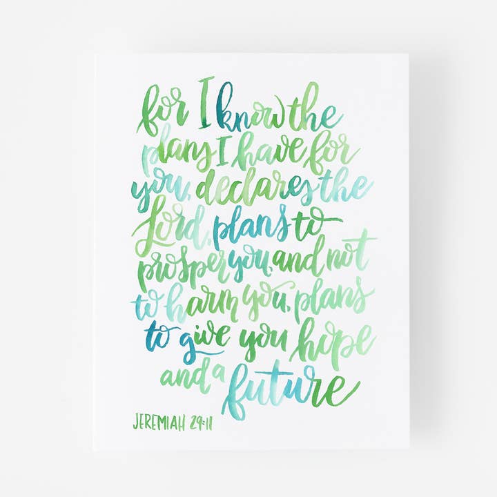 Jeremiah 29:11 Watercolor Scripture Giclée Print 8" x 10" for wholesale by Fresh Cut Prints LLC