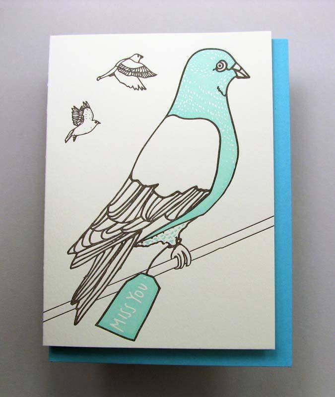 Wolf & Wren Press - Venta al por mayor Tarjetas de amor - Paloma Miss Usted2