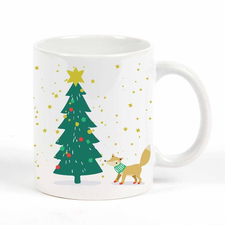 Christmas Tree with Fox Mug for wholesale by Potluck Press