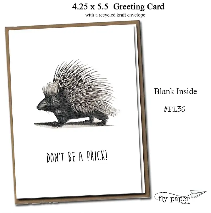 Fly Paper Products - Wholesale Friendship Card - Don't Be A Prick! Friendship A2 Card1