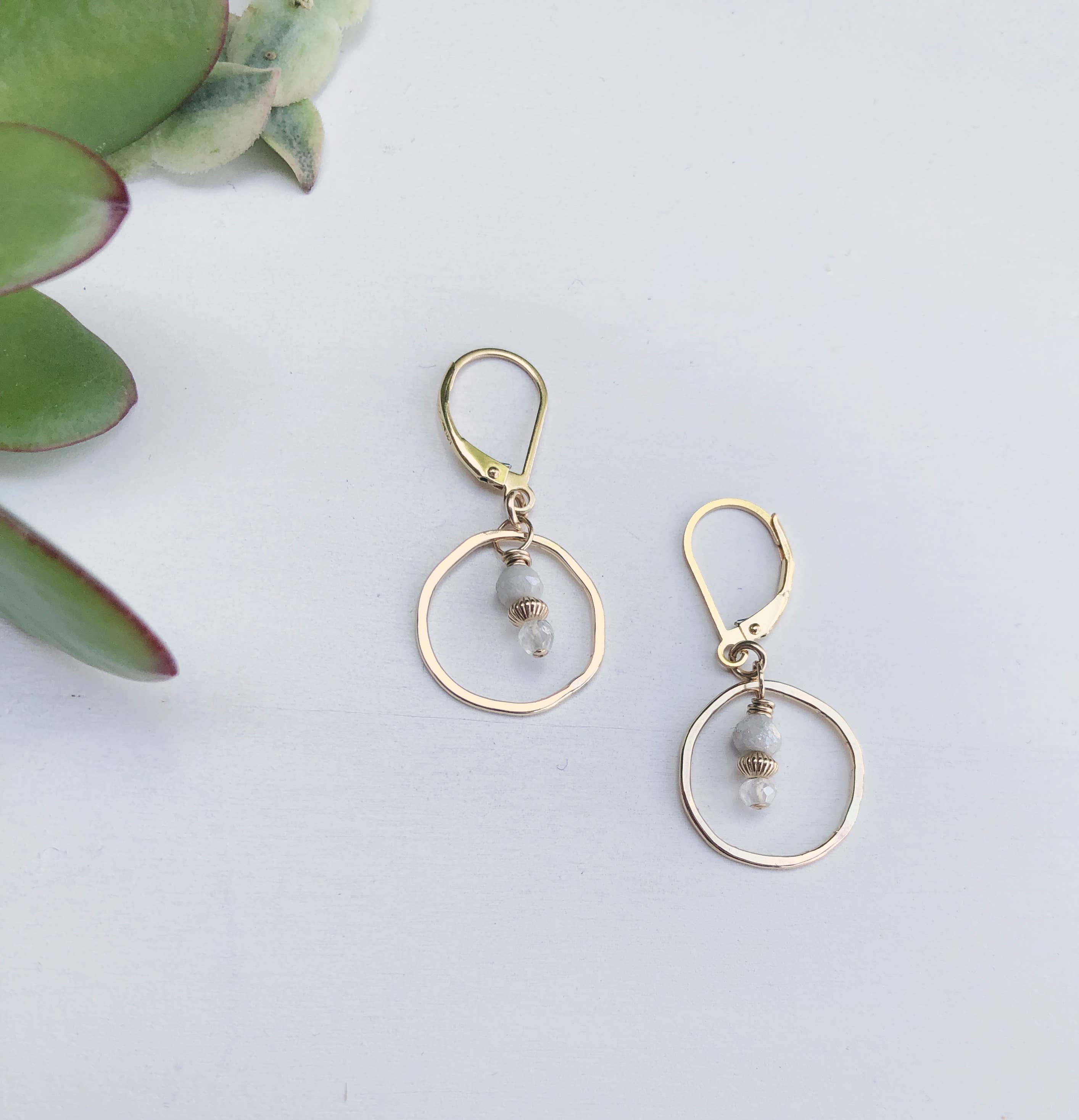 Freshie & Zero - Wholesale Dangle Earrings - Sunrise Dusky Coast Earrings - Moonstone and Gold Circle4