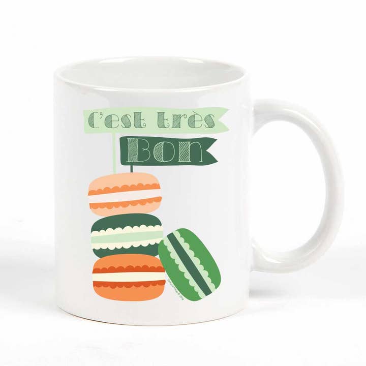 Cest Tres Bon Macaron Mug for wholesale by Potluck Press