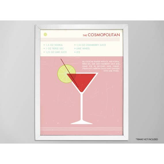 11” x 14” Cosmopolitan Cocktail Art Print for wholesale by The National Anthem