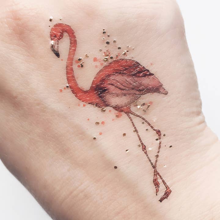 Mini Flamingo Temporary Tattoos Stickers for wholesale by PAPERSELF